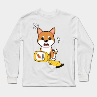 Funny orange dog spills a jar of mustard Long Sleeve T-Shirt